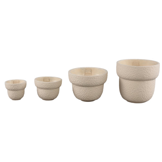 Hillie Crème Ronde Cementpot Ruw Oppervlak S - Set van 12 9x12x12 cm