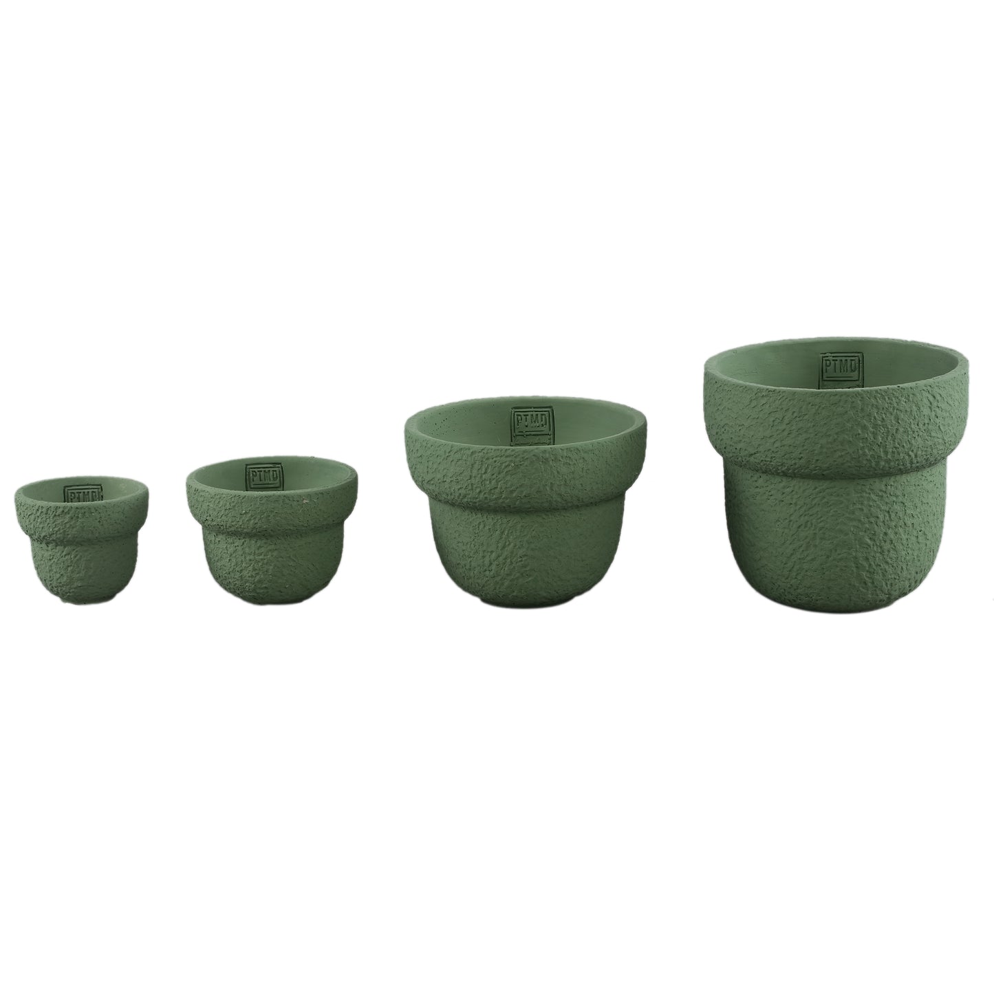 Hillie Groene Ronde Cementen Pot Ruwe Afwerking S - Set van 12 9x12x12 cm