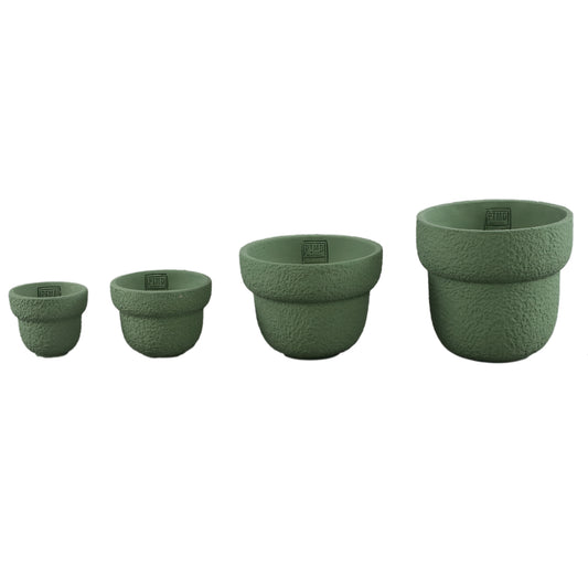 Hillie Groen Ronde Cementpot Ruwe Afwerking M - Set van 12 13x17x17 cm