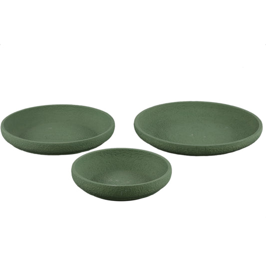 Hillie Groene Ronde Cementschaal Rough Finish M - Set van 6 6x35x35 cm