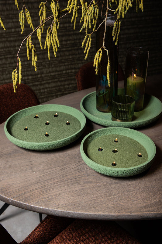 Hillie Green Round Cement Bowl Rough Finish L