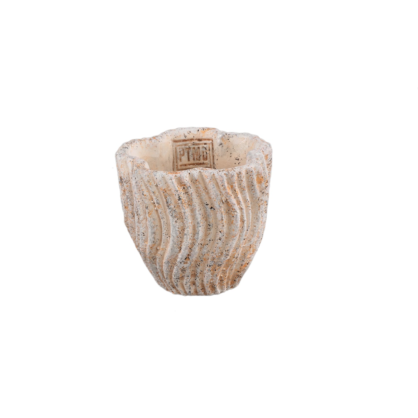 Robbien Crème Cement Ronde Pot Golvende Lijnen XS – Set van 12 Stuks - 12 Sets 8x9x9 cm