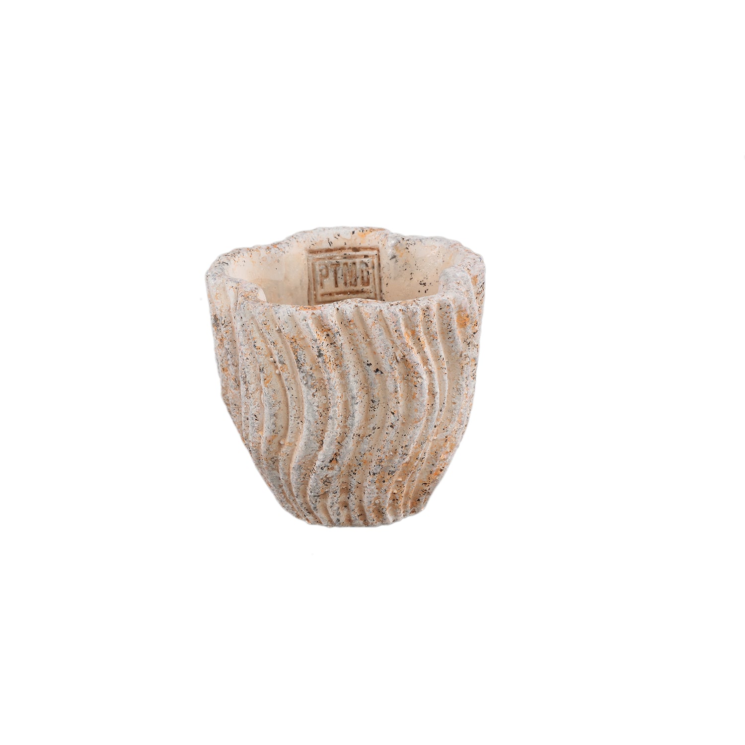 Robbien Crème Cement Ronde Pot Golvende Lijnen XS – Set van 12 Stuks - 12 Sets 8x9x9 cm