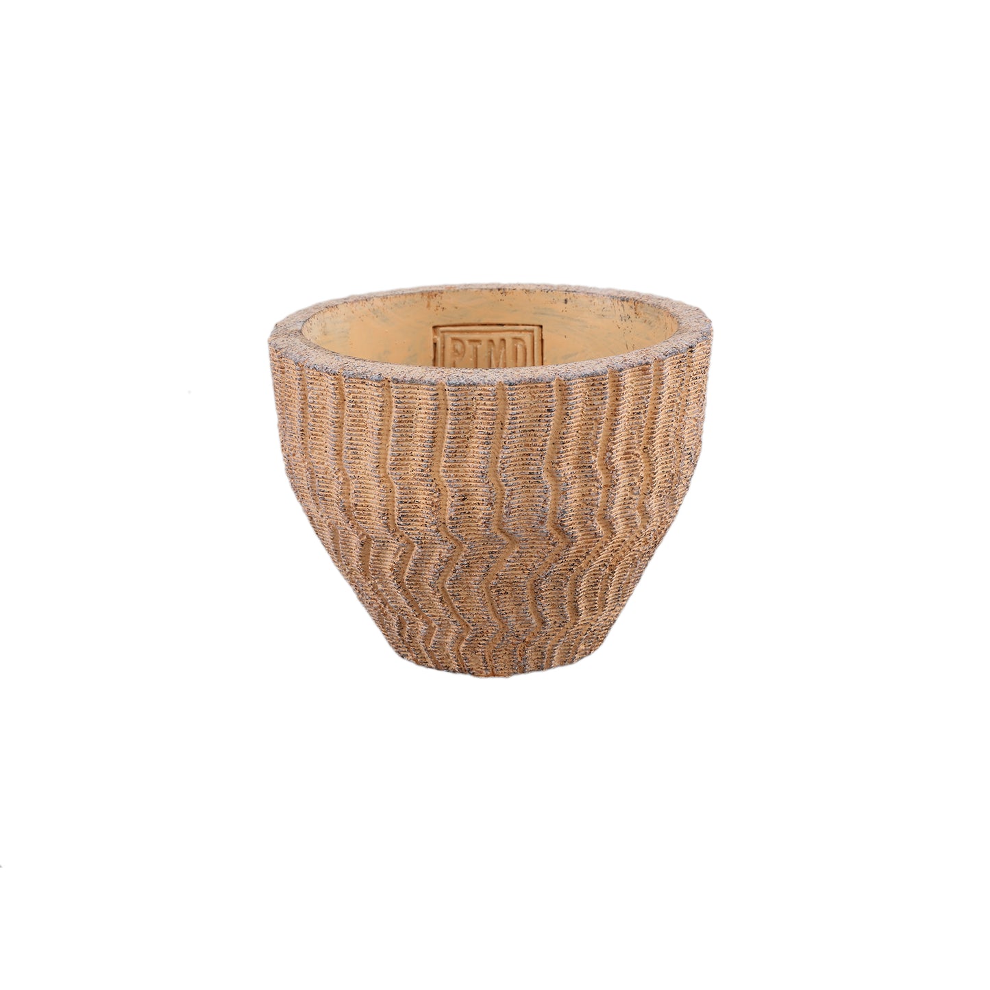 Zanaya Lichtbruin Ronde Cement Pot Geribd Set van 12 Stuks - 12 Sets 9x12x12 cm