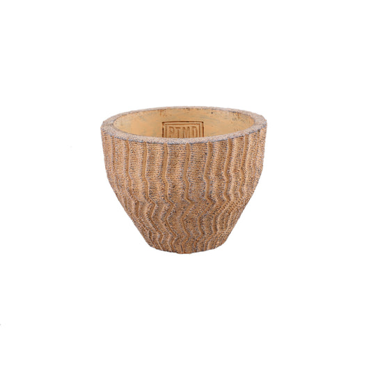 Zanaya Lichtbruin Ronde Cement Pot Geribd Set van 12 Stuks - 12 Sets 9x12x12 cm