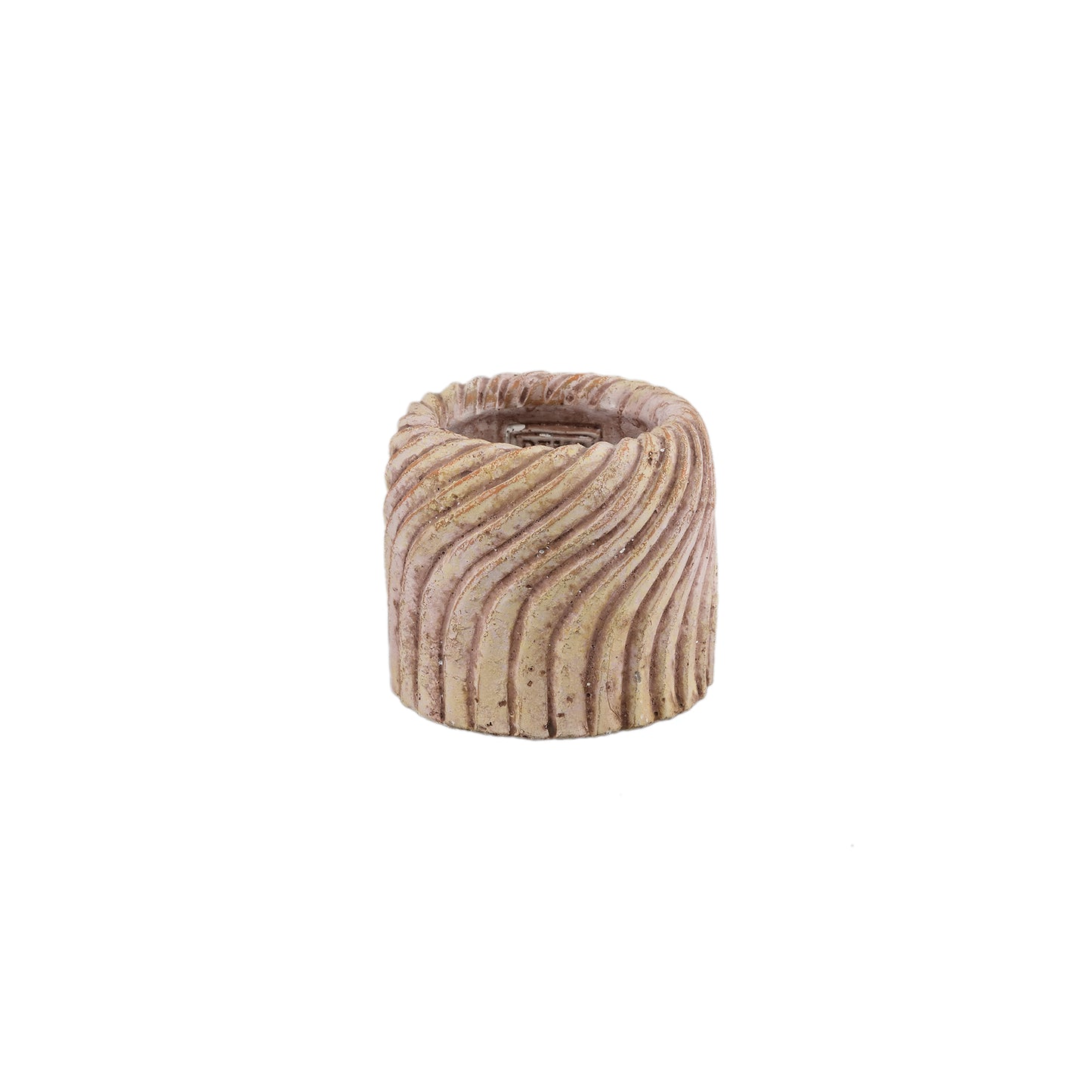 Tiera Beige Ronde Cementpot Met Golflijnen XS - Set van 12 8x9x9 cm
