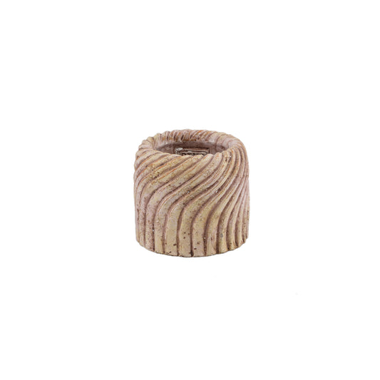 Tiera Beige Ronde Cementpot Met Golflijnen XS - Set van 12 8x9x9 cm