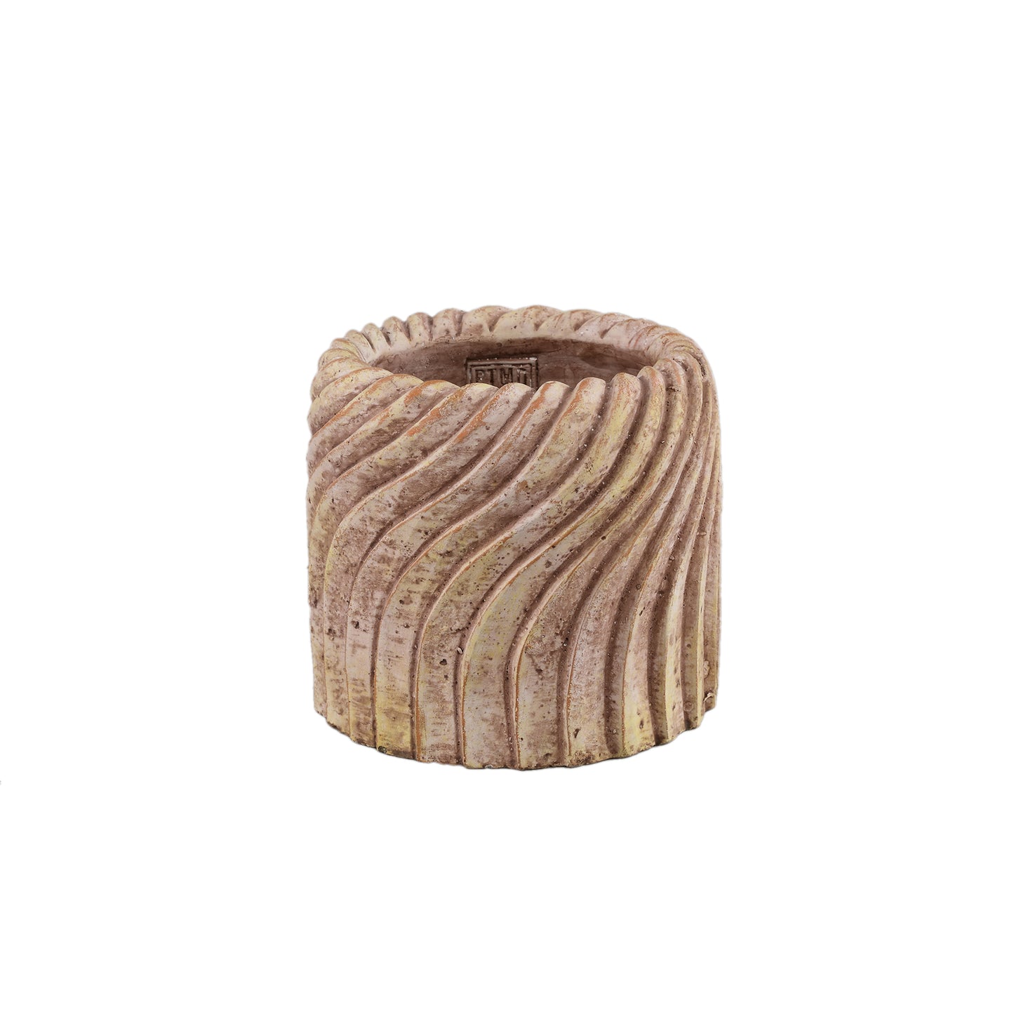 Tiera Beige Ronde Cementpot Met Golvende Lijnen M - Set van 8 15x17x17 cm