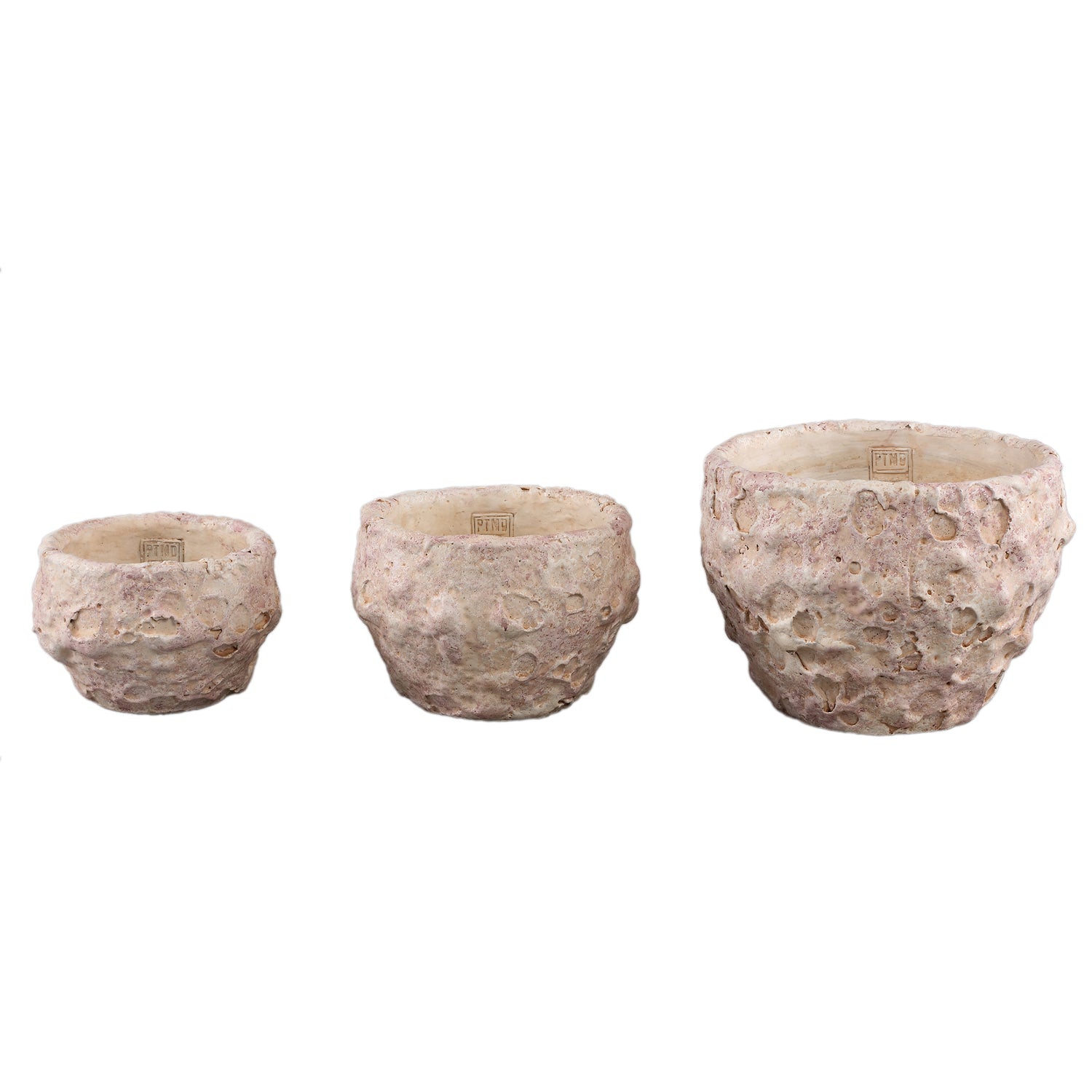Romas Lichtroze Ronde Cementen Pot Rough Set Van 4 Stuks 19x27x27 cm