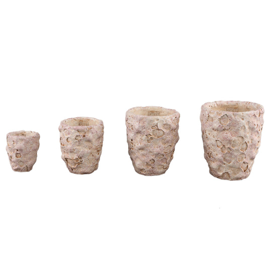 Romas Lichtroze Ronde Cementpot Ruw Oppervlak S - Set van 12 10x9x9 cm