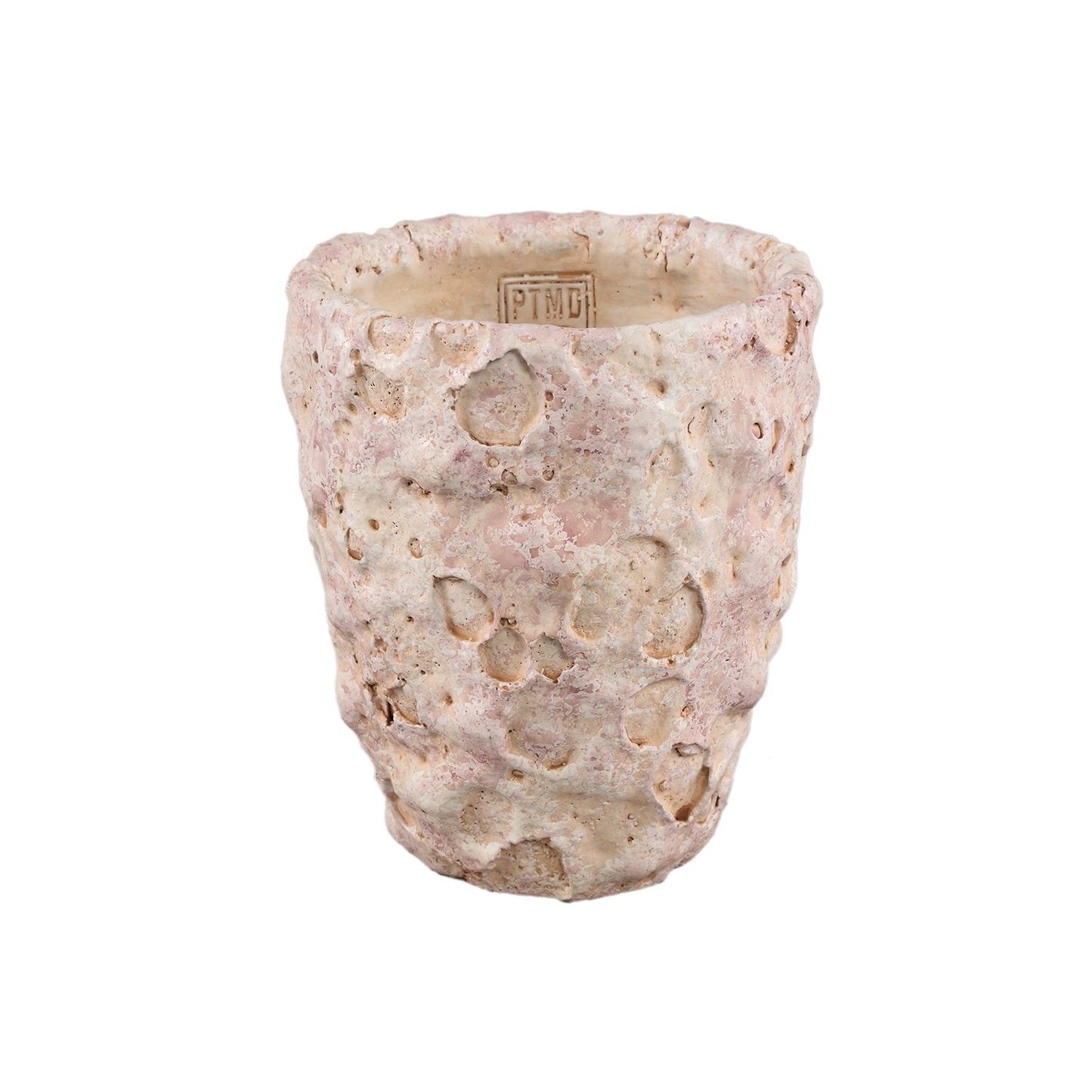 Romas Lichtroze Ronde Cementpot Ruwe Afwerking Set van 8 Stuks XL - 8 Sets 19x17x17 cm