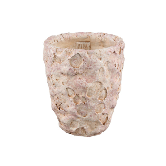 Romas Lichtroze Ronde Cementpot Ruwe Afwerking Set van 8 Stuks XL - 8 Sets 19x17x17 cm