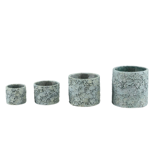 Darrel Blauwe Ronde Cementpot Ruw Oppervlak Set van 12 Stuks 8x9x9 cm