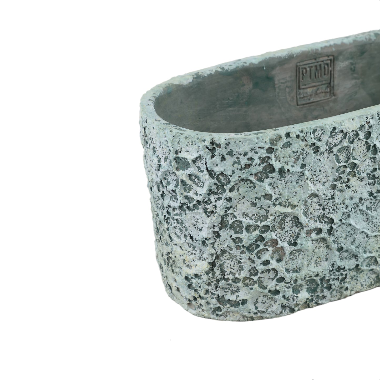 Darrel Blauwe Ovale Cementpot Ruw Oppervlak L Set van 8 Stuks - 8 Sets 13x30x13 cm