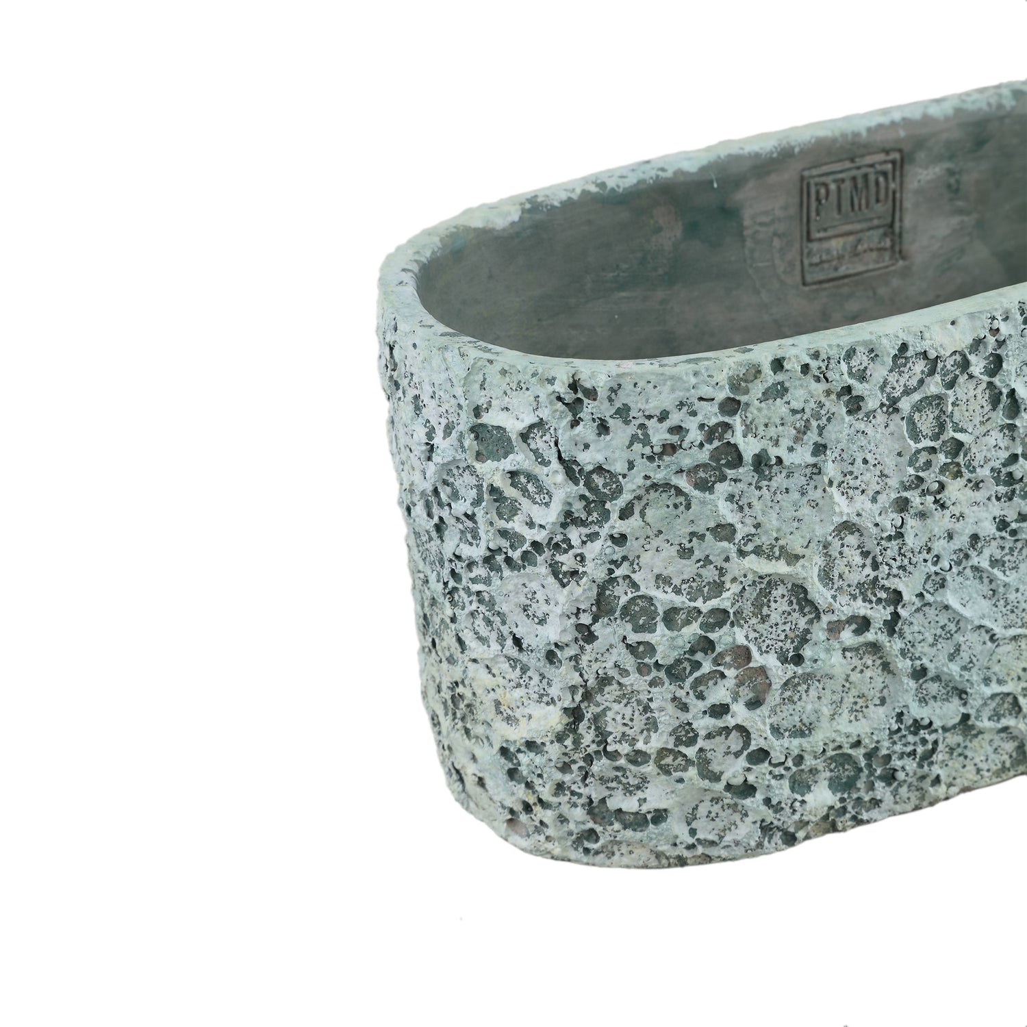 Darrel Blauwe Ovale Cementpot Ruw Oppervlak L Set van 8 Stuks - 8 Sets 13x30x13 cm