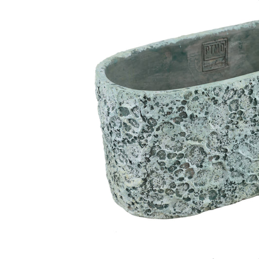 Darrel Blauwe Ovale Cementpot Ruw Oppervlak L Set van 8 Stuks - 8 Sets 13x30x13 cm
