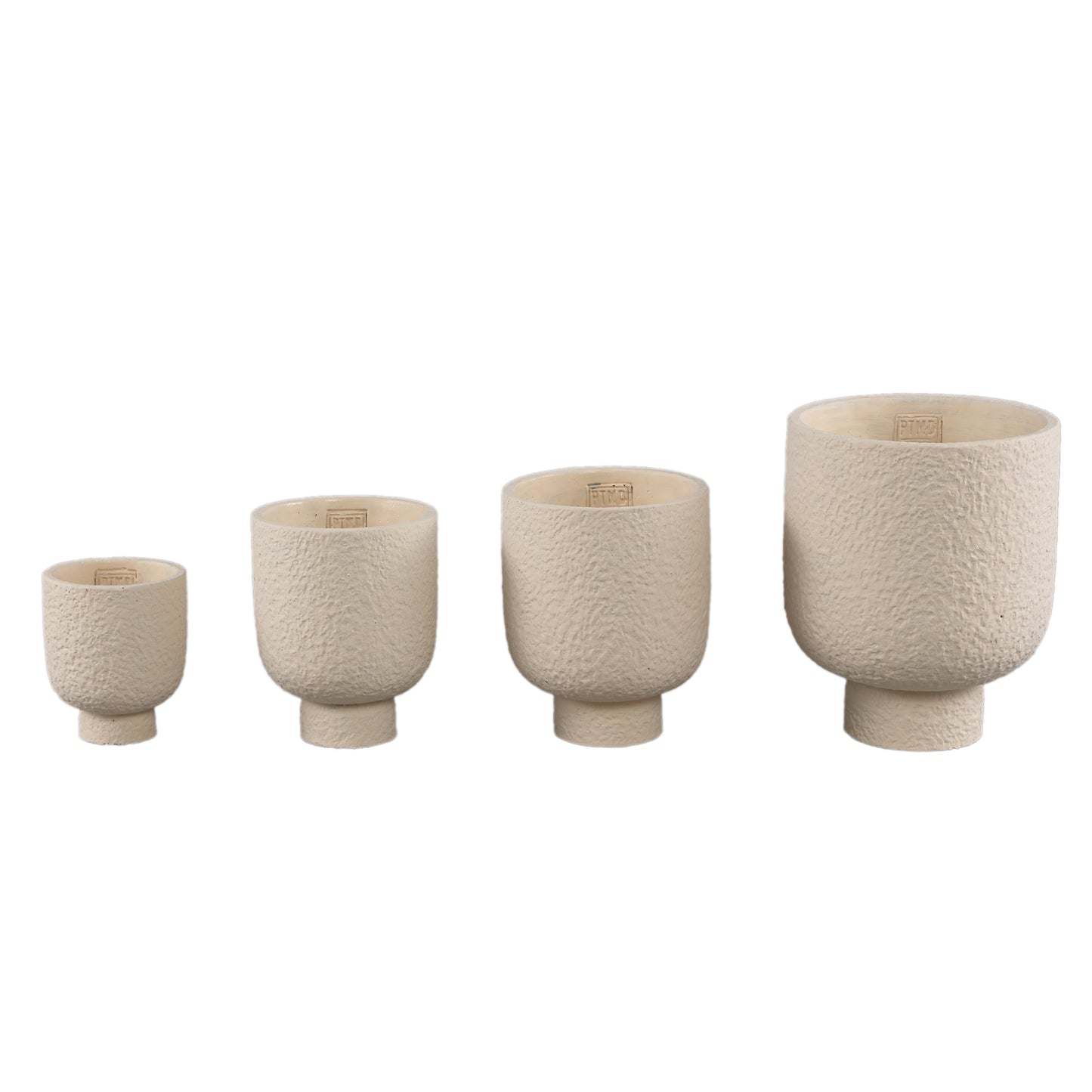 Monder Crème Ronde Cementpot Ruwe Afwerking XS - Set van 12 Stuks 11x9x9 cm