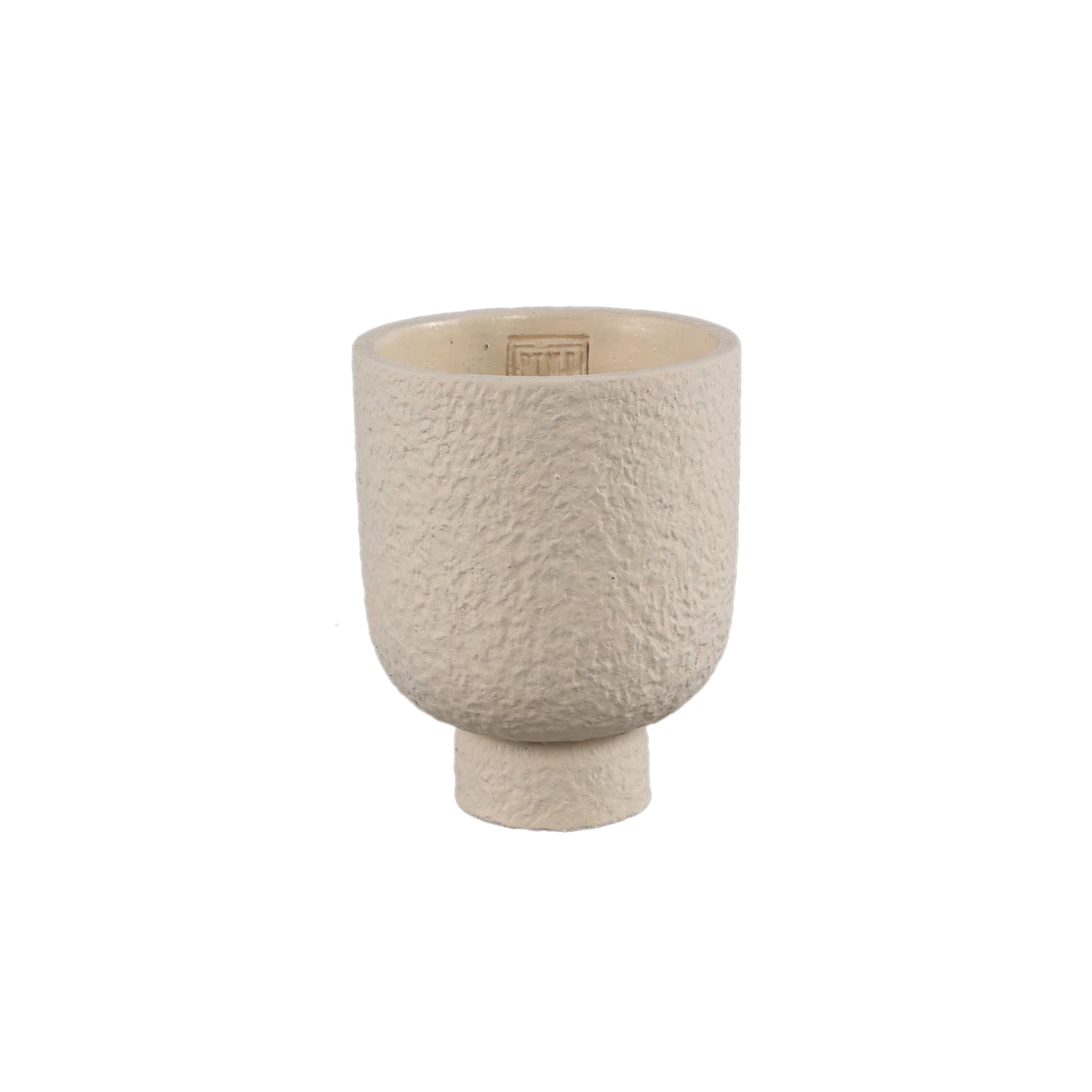 Monder Crème Ronde Cementpot Ruw Afwerking S - Set van 12 15x12x12 cm