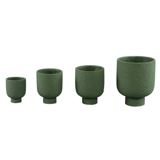 Monder Groen Ronde Cementpot Ruwe Afwerking S - Set van 12 15x12x12 cm