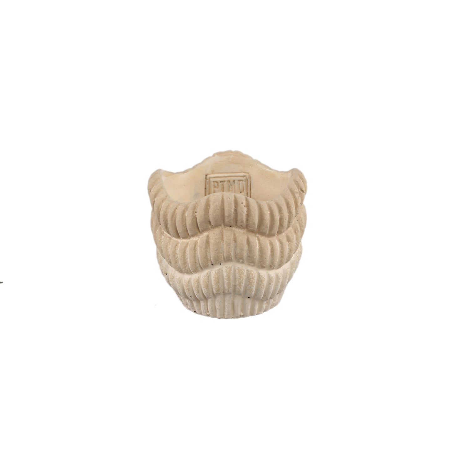 Kiera Crème Ronde Cementen Pot Met Geribbelde Golvende Lijnen XS - Set Van 12 - 12 Sets 8x9x9 cm