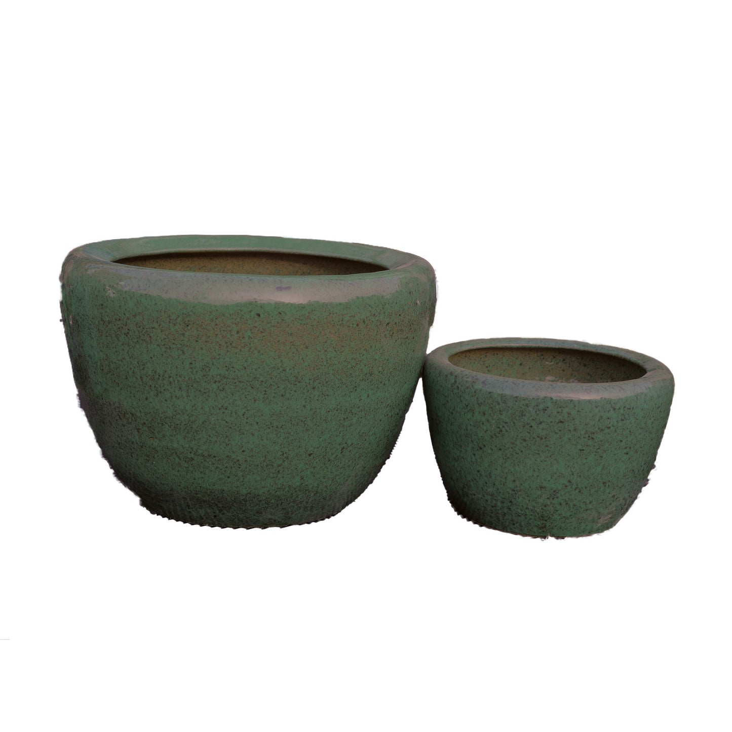 Madaline Groene Glazuurde Ronde Keramische Pot Set van 2 36x55x55 cm