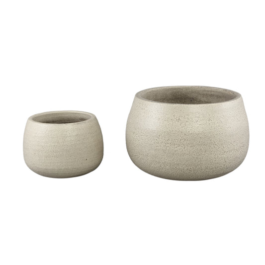 Coraline Witte Ronde Keramische Pot Set van 2 Ruwe Afwerking 31x47x47 cm