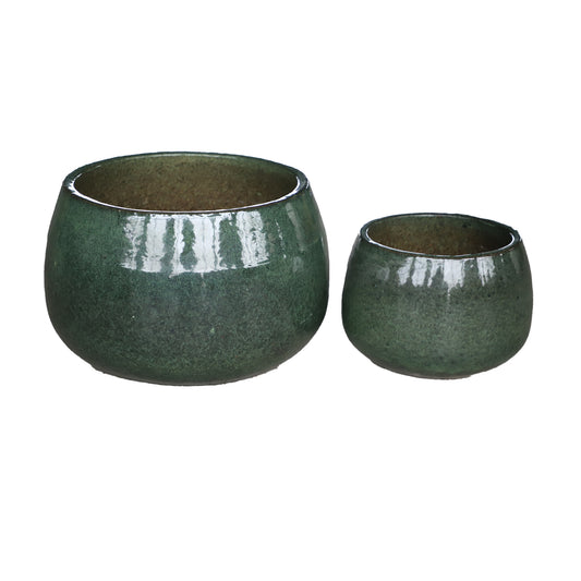 Coraline Green Glazed Round Ceramic Pot SV2