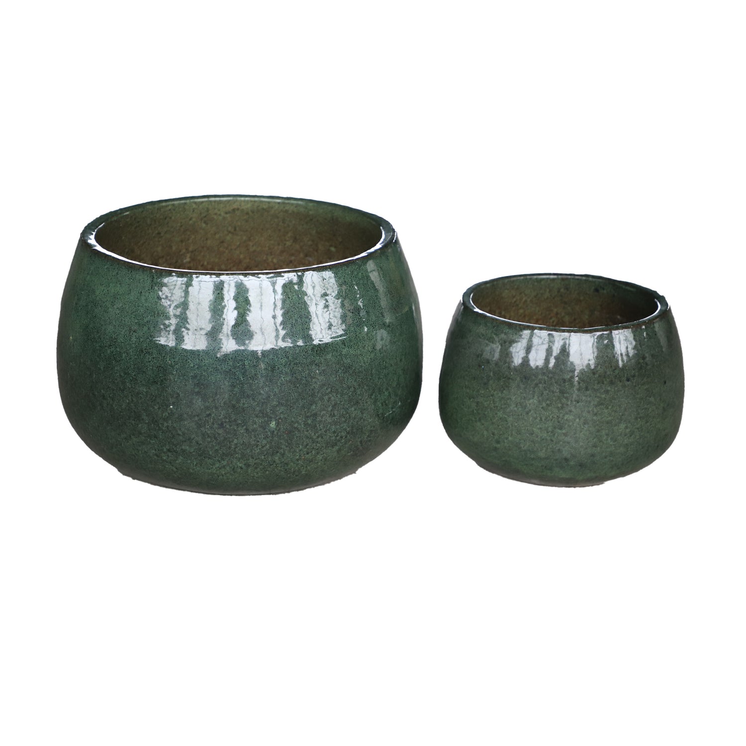Coraline Groen Geglazuurde Ronde Keramische Pot Set van 2 31x47x47 cm