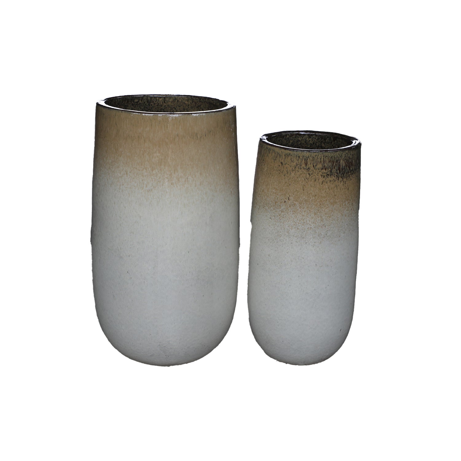 Raya Crème Ronde Glazen Keramische Pot Set van 2 80x45x45 cm