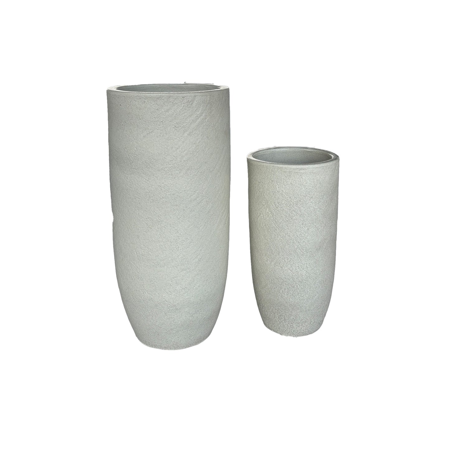 Dezzel Witte Glazuurde Ronde Keramische Pot Set van 2 70x30x30 cm