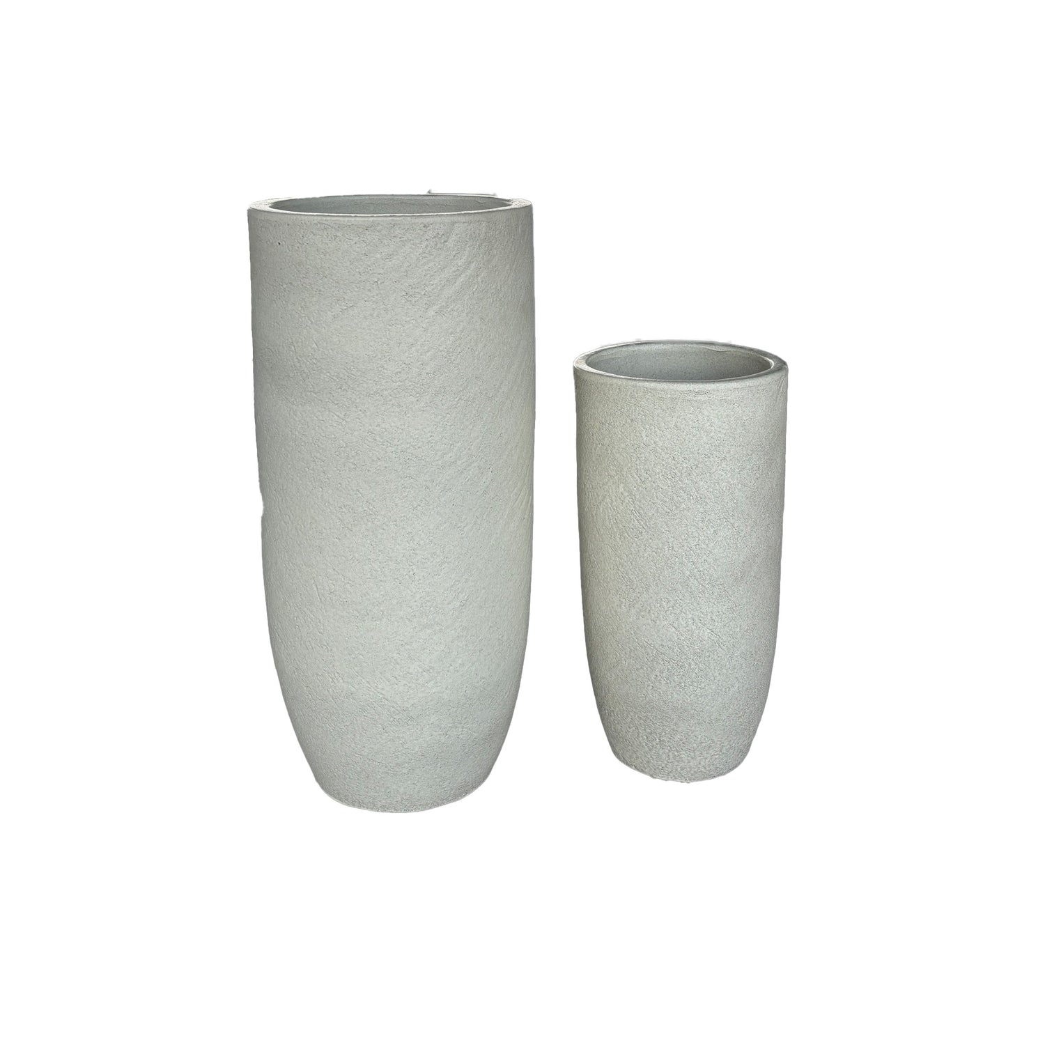 Dezzel Witte Glazuurde Ronde Keramische Pot Set van 2 70x30x30 cm