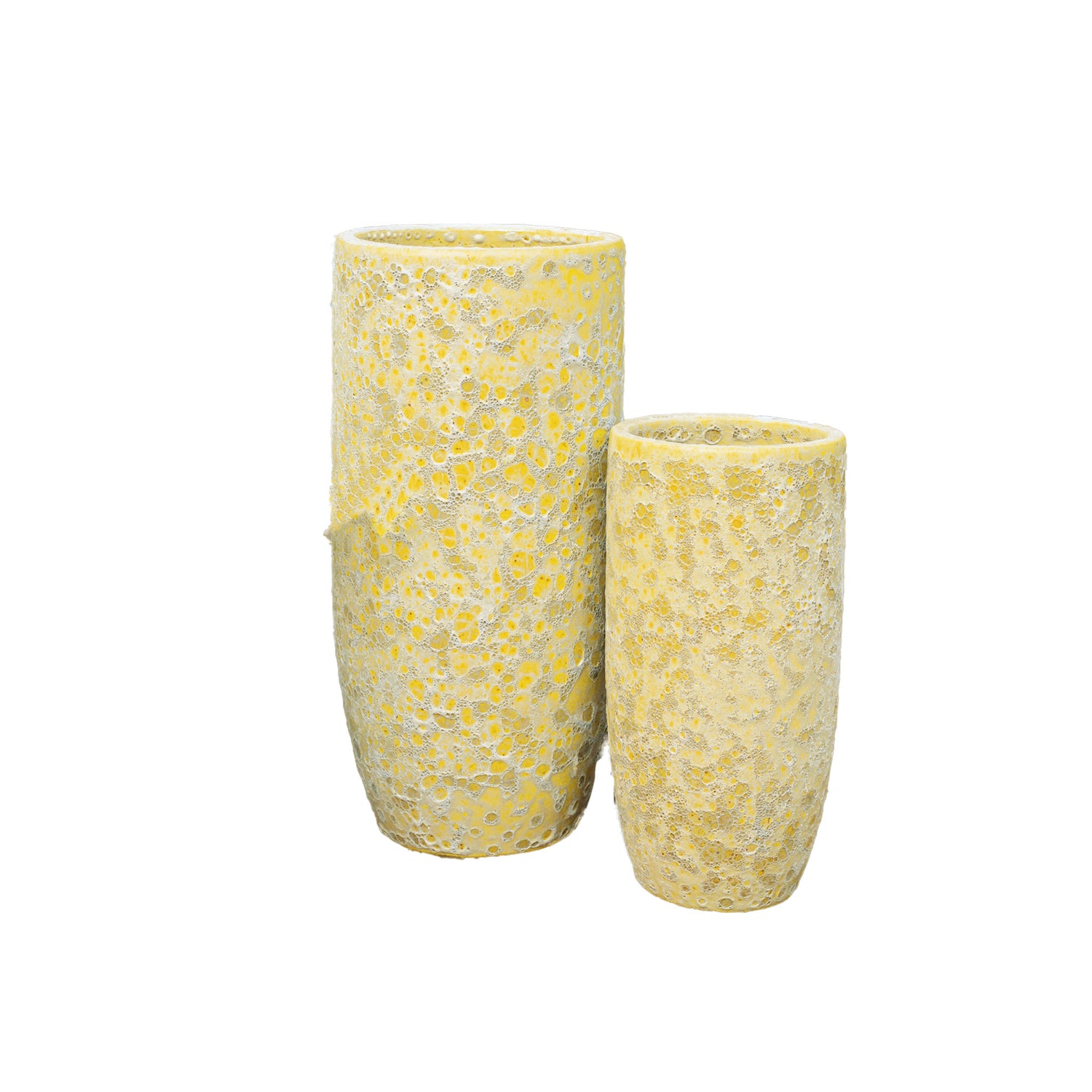 Dezzel Geel Geglazuurde Ronde Keramische Pot Set van 2 70x30x30 cm