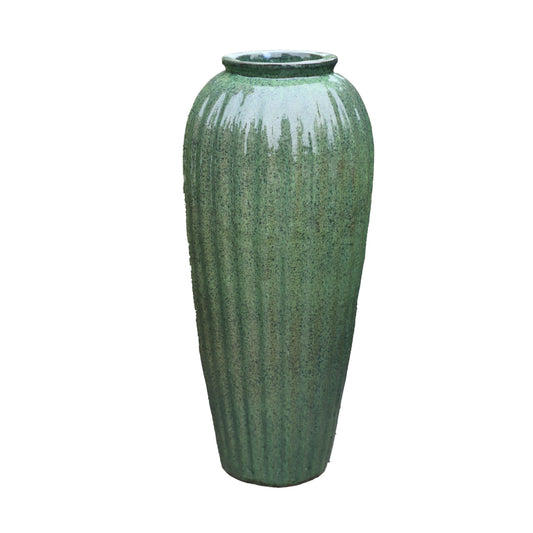 Mellisa Groen Geglazuurde Keramische Pot Geribbeld Hoog 89x36x36 cm