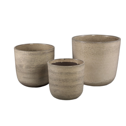 Rosanne Cream Glazed Keramische Pot Geribbd 45x45x45 cm