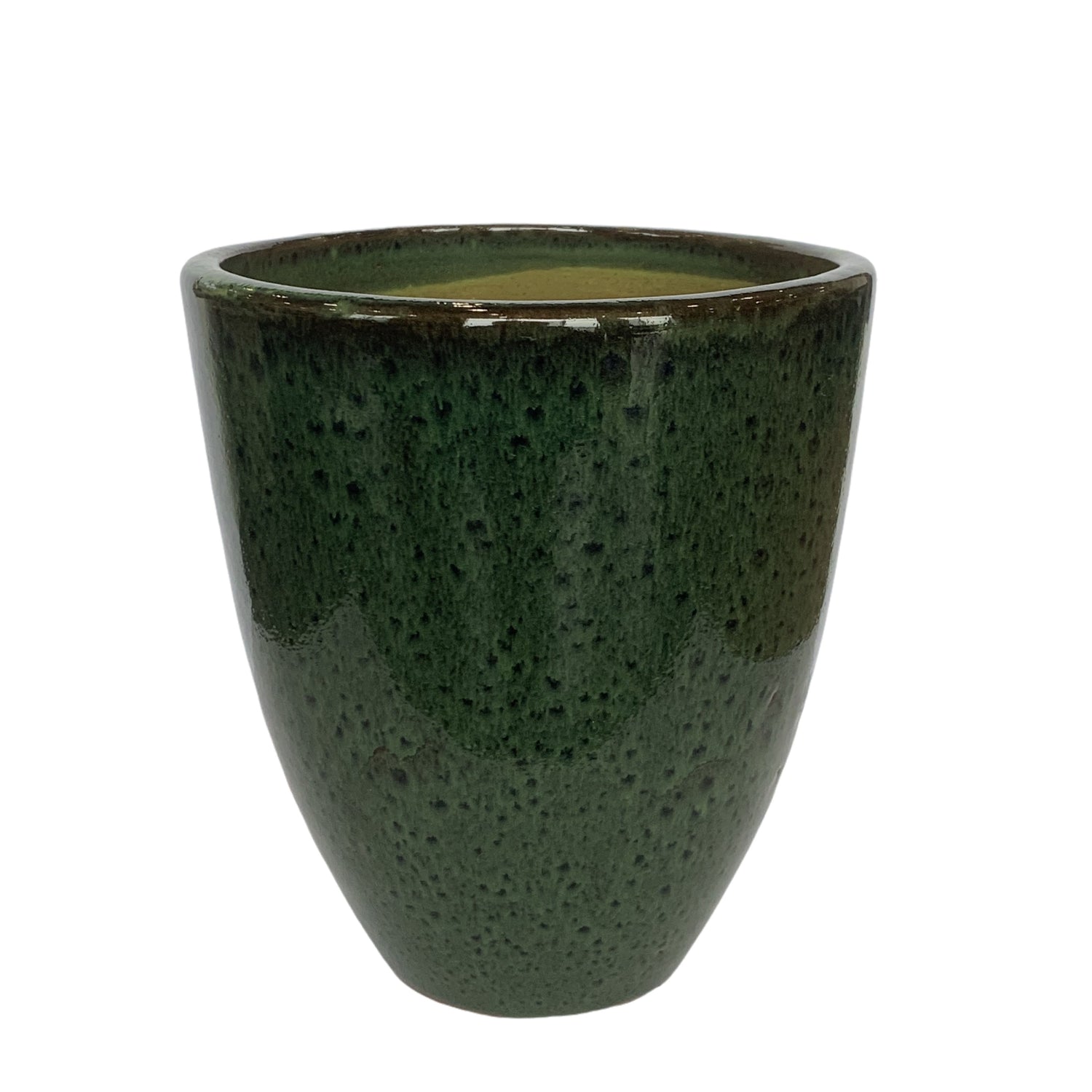 Morries Groen Geglazuurde Ronde Keramische Pot Ruw Set van 4 - 4 Sets 17x15x15 cm