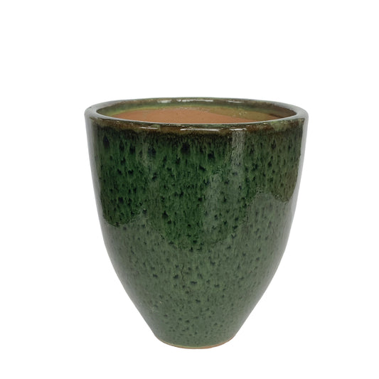 Morries Groen Glazuurde Ronde Keramische Pot Ruw M – Set van 6 Stuks - 6 Sets 13.5x12x12 cm