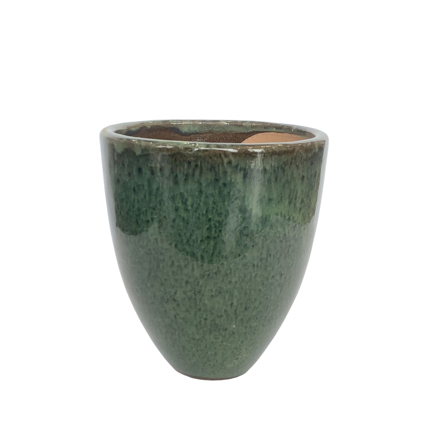 Morries Groene Glazuurde Ronde Keramische Pot Ruw S - Set van 12 11.5x10x10 cm