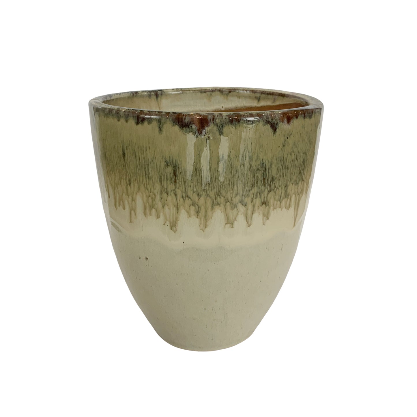 Morries Cream Glazed Round Keramische Pot Rough Set Van 4 Stuks - 4 Sets 17x15x15 cm