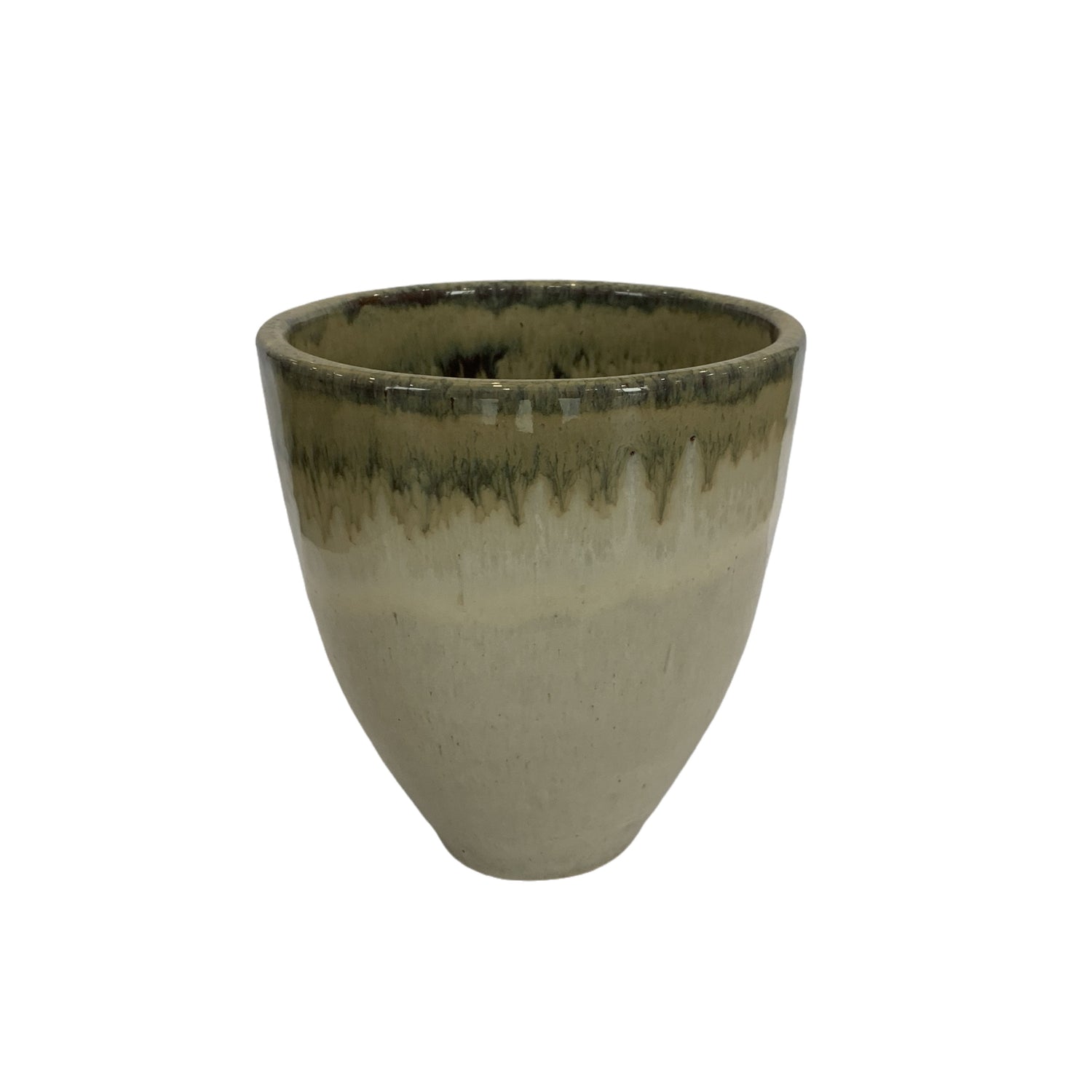 Morries Cream Glazed Round Keramische Pot Rough M – Set van 6 Stuks - 6 Sets 13.5x12x12 cm