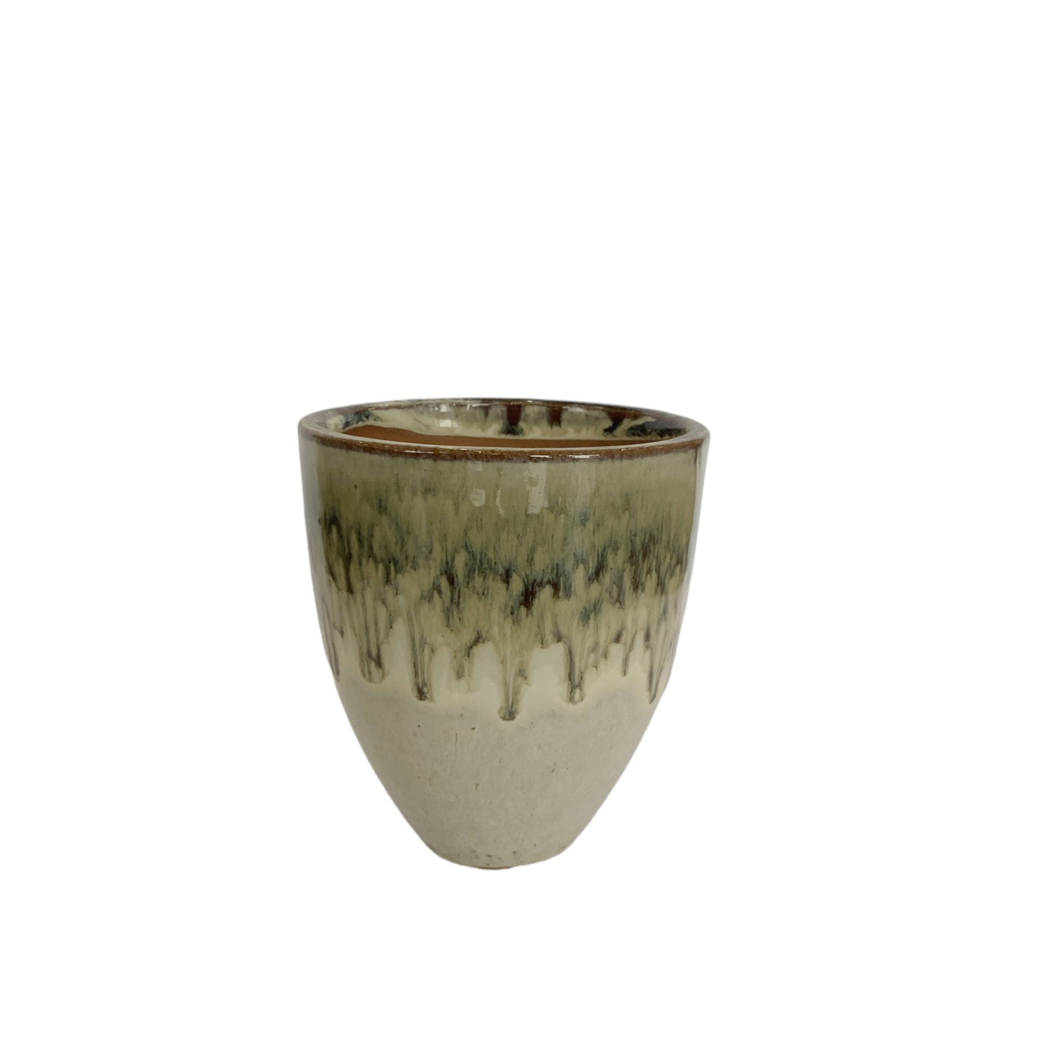 Morries Cream Glazed Round Keramische Pot Rough S - Set van 12 Stuks - 12 Sets 11.5x10x10 cm