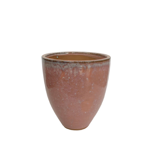 Morries Roze Glazuurde Ronde Keramische Pot Ruw Set van 6 Stuks - 6 Sets 13.5x12x12 cm