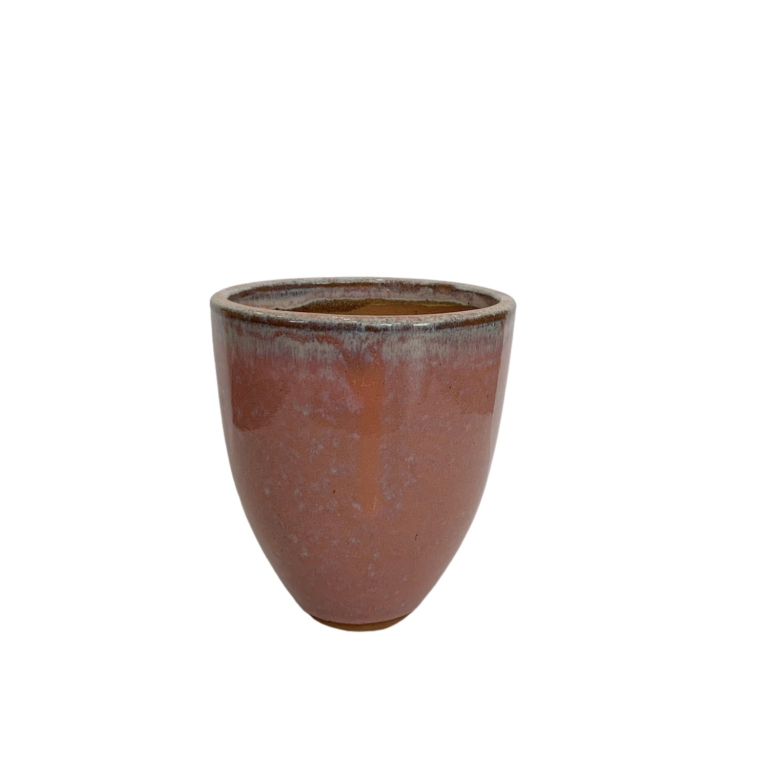 Morries Roze Glazuurde Ronde Keramische Pot Ruw - Set van 12 Stuks - 12 Sets 11.5x10x10 cm