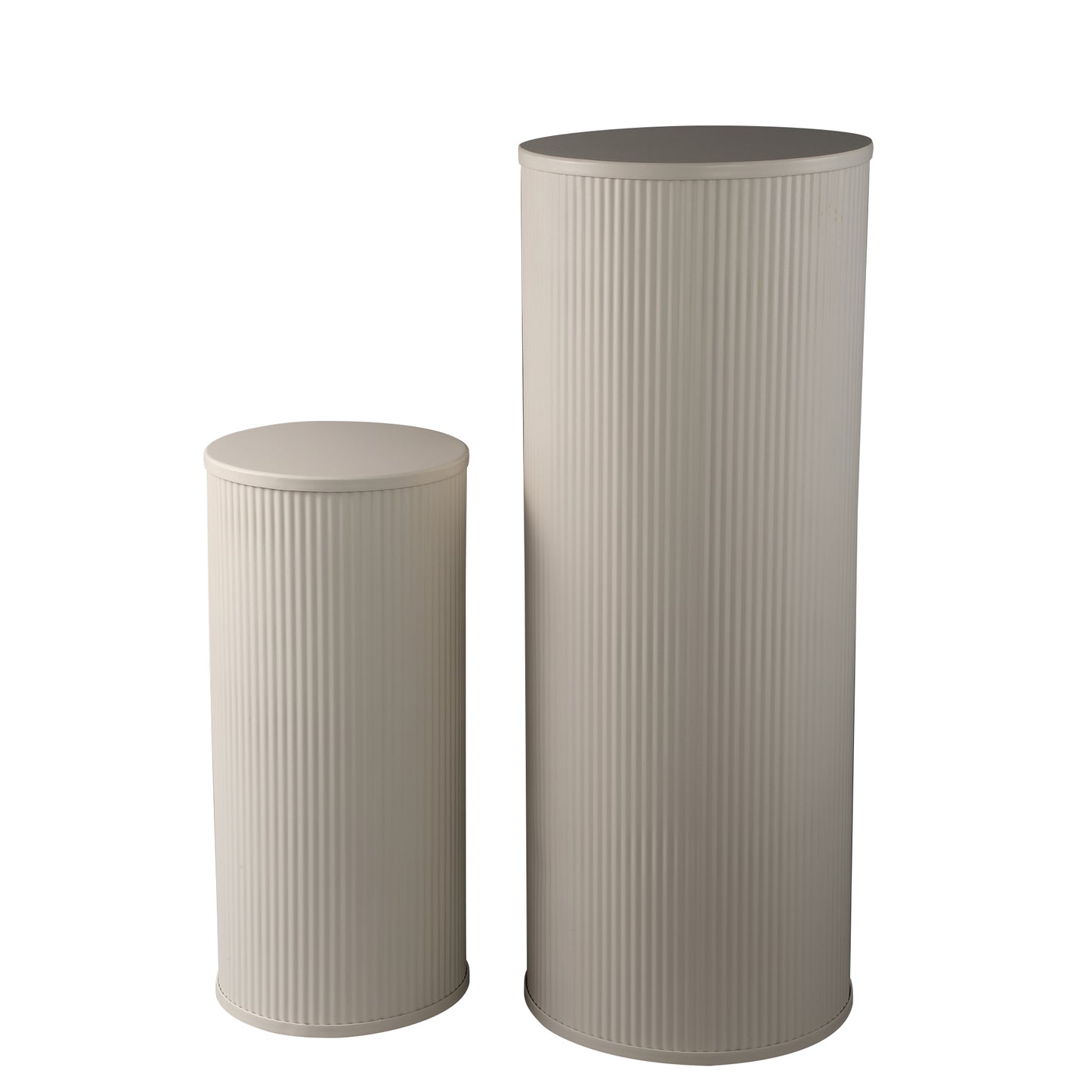 Midda Witte Stalen Geribde Zuil Set van 2 100x38.5x38.5 cm