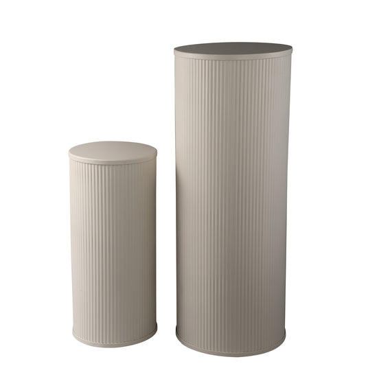 Midda Witte Stalen Geribde Zuil Set van 2 100x38.5x38.5 cm