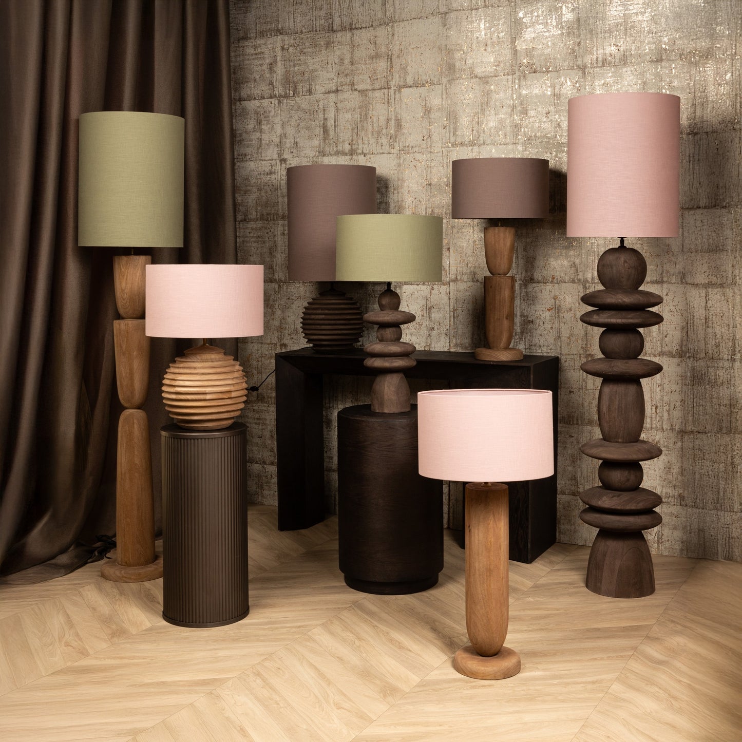Rivvo Green Cotton Linen Lampshade Round Low