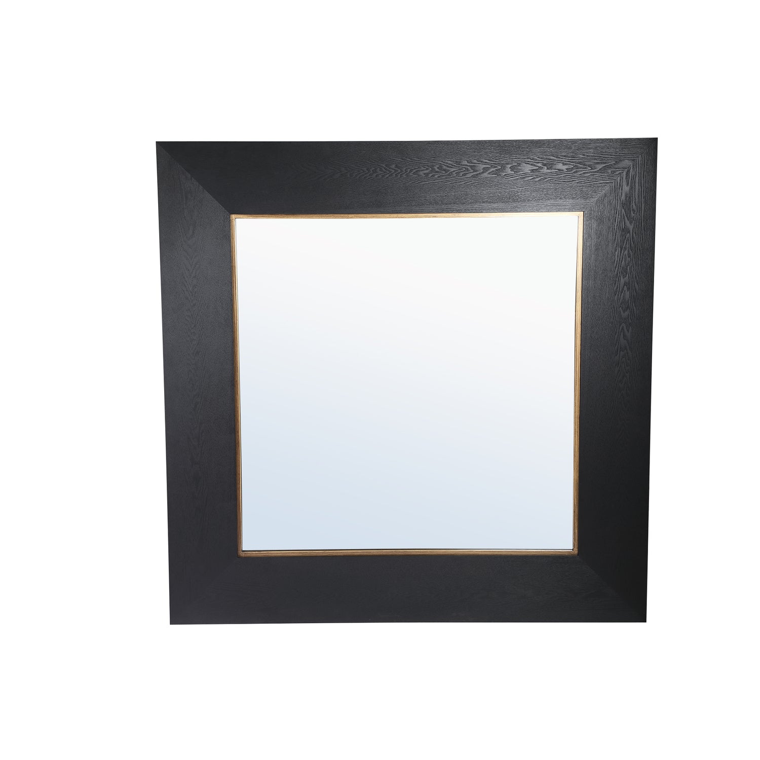 Tiess Zwarte Houten Fineer Spiegel Vierkant Gouden Rand 139.5x139.5x4 cm