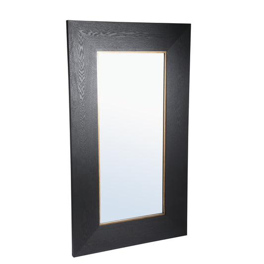 Tiess Zwarte Houten Fineer Spiegel Rechthoekig Gouden Rand S 168x96x4 cm