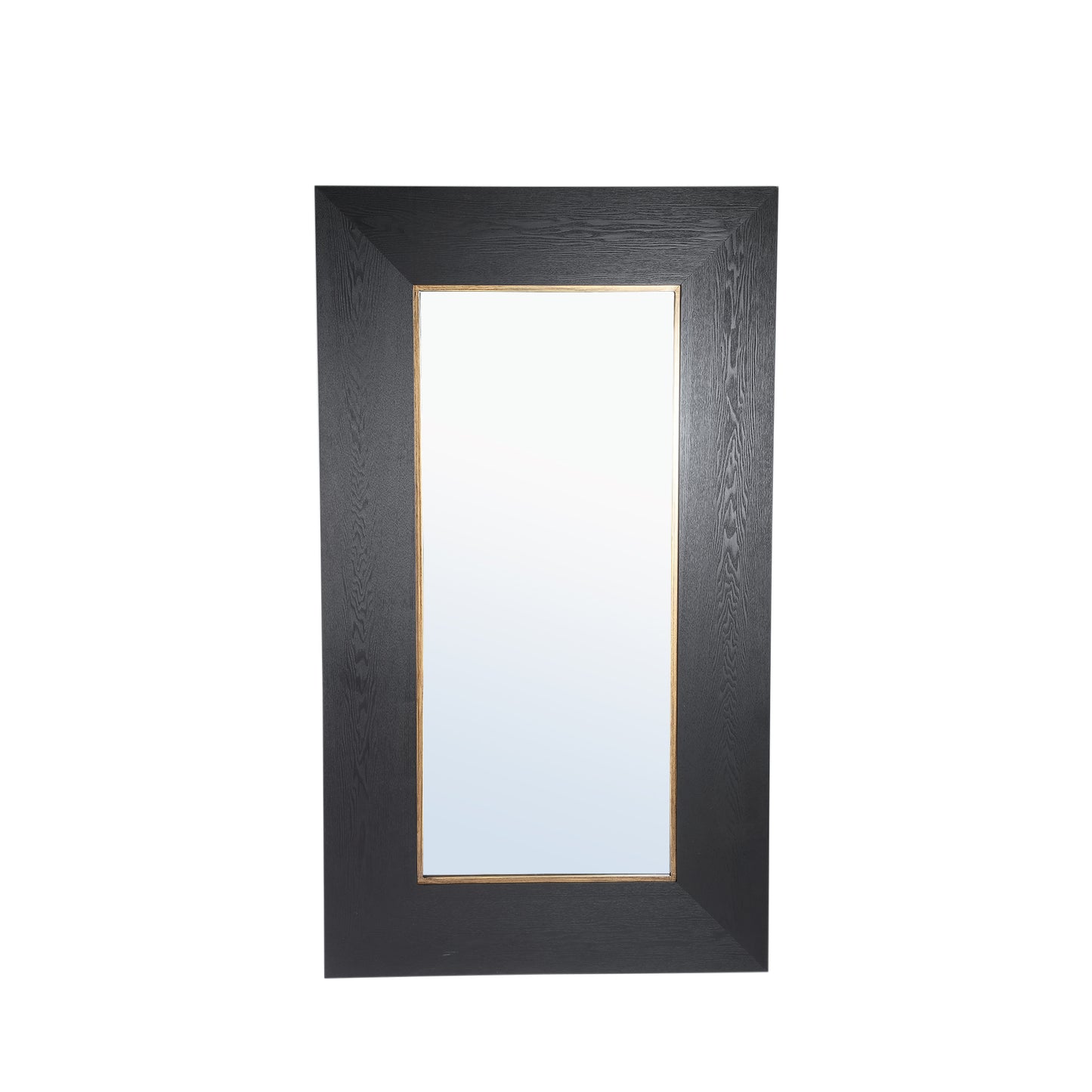 Tiess Zwarte Houten Fineer Spiegel Rechthoekig Gouden Rand S 168x96x4 cm