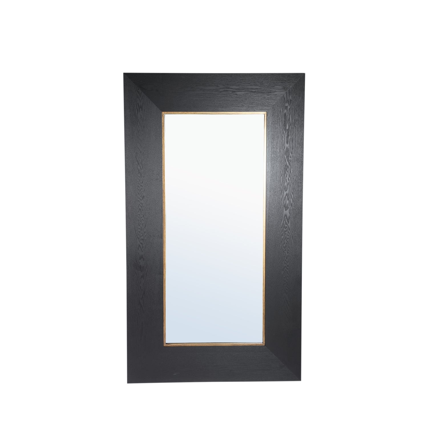 Tiess Zwarte Houten Fineer Spiegel Rechthoekig Gouden Rand S 168x96x4 cm