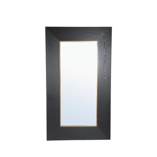 Tiess Zwarte Houten Fineer Spiegel Rechthoekig Gouden Rand S 168x96x4 cm
